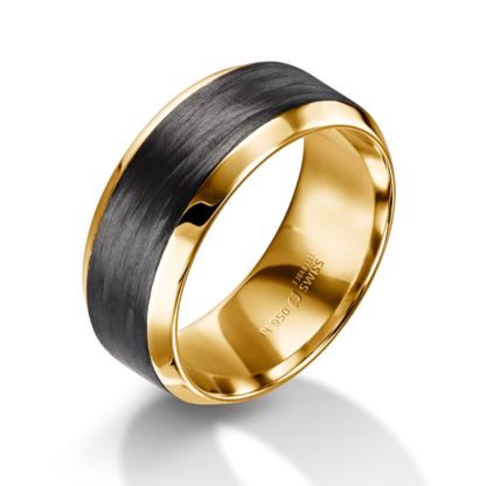 Men’s Furrer Jacot Band Yellow Gold Black Carbon